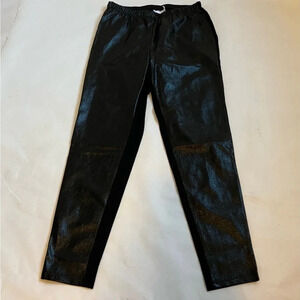 NWT Zizzi Women's Crinkle Faux Leather Front Black Leggings Pants Size 14/16 XL